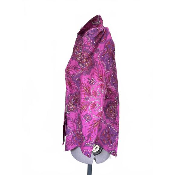 J.Crew Women's Purple Paisley Patterned Button-Up shirt size 6 - Picture 5 of 9